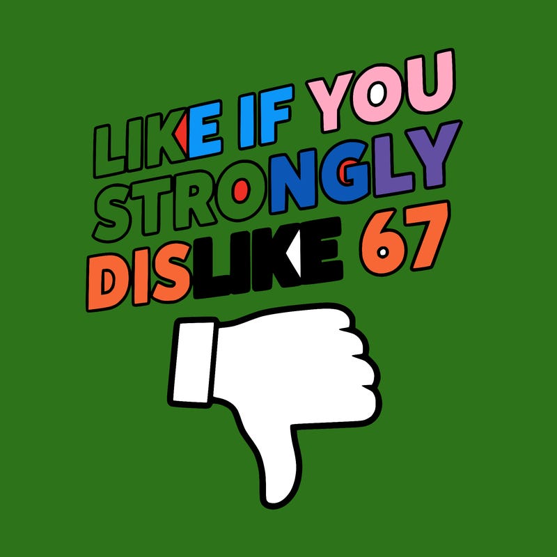 like if you strongly dislike 67