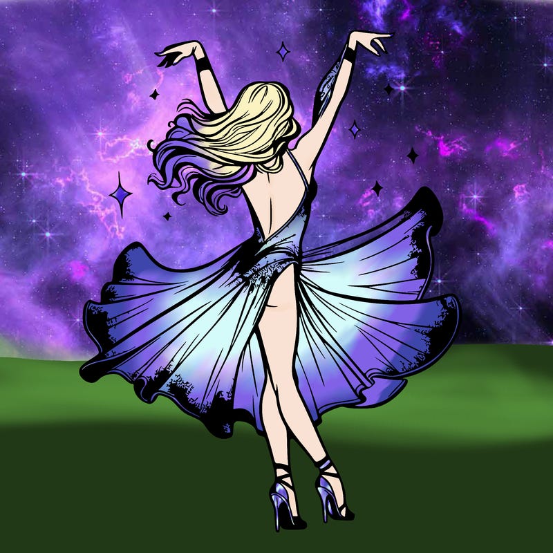 dancer dancing with a shimmery costume on realistic