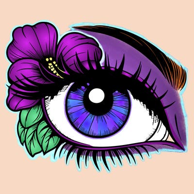 realistic eye with flower