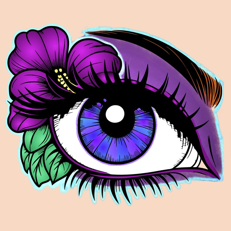 realistic eye with flower