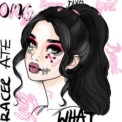 realistic girl with a ponytail on her hair and lips