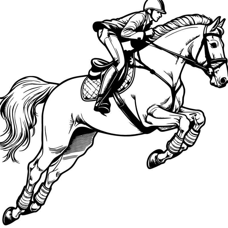 realistic horse jumping with rider