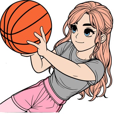 realistic girl playing basketball