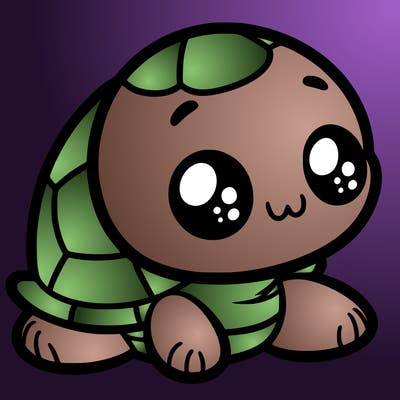 cute little animated turtle
