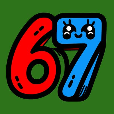 the numbers 67