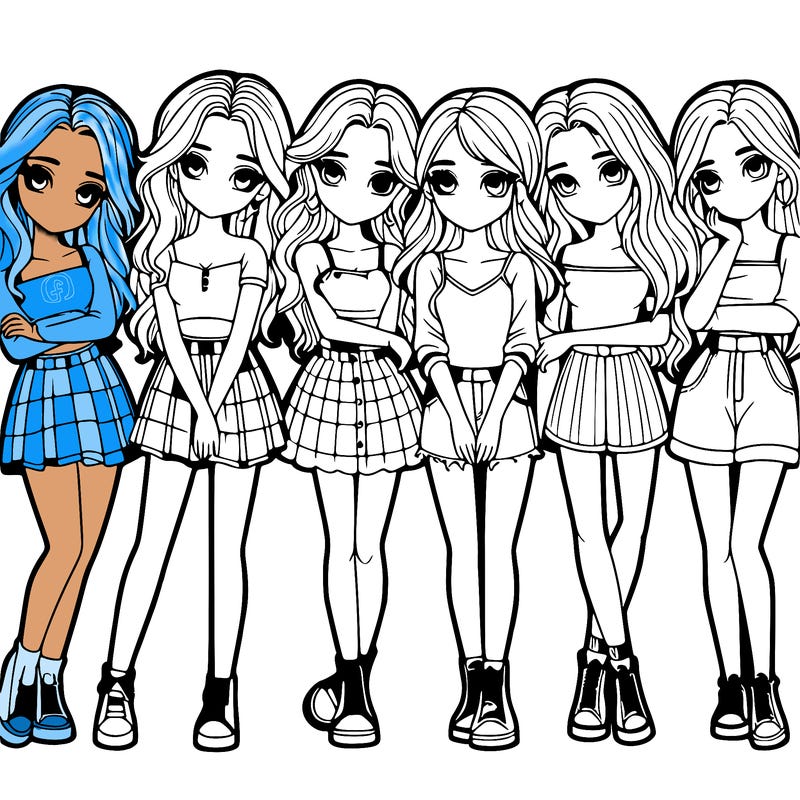 a group of girls realistic