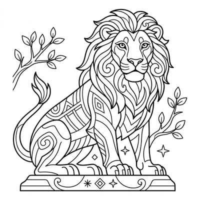Unleash your child's inner artist with this captivating lion sculpture coloring page. Featuring bold lines and intricate patterns, it's perfect for a creative and relaxing coloring session.