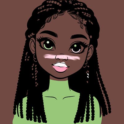 a realistic black girl with braids