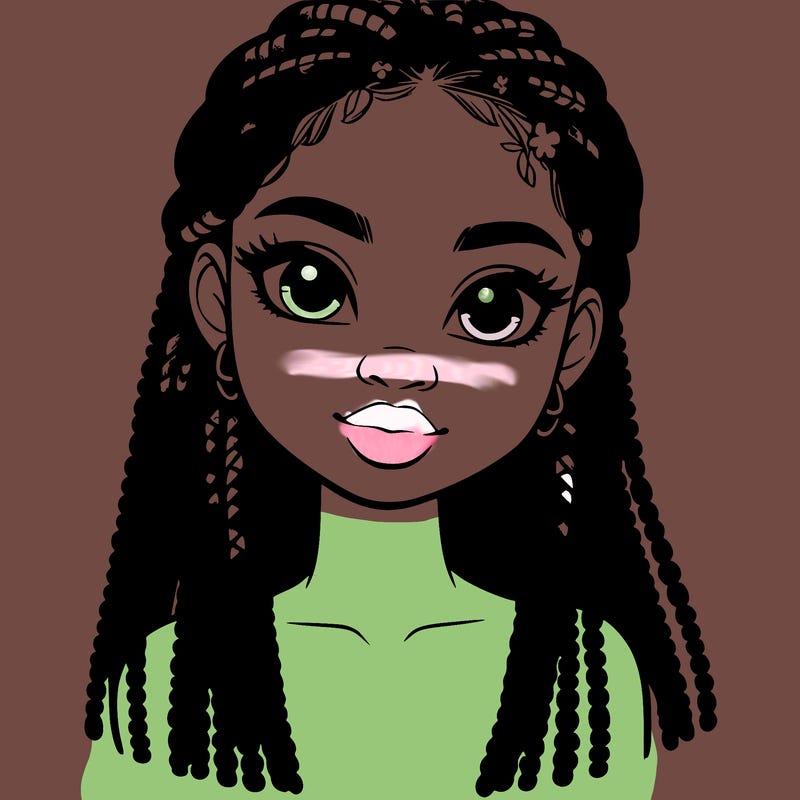 a realistic black girl with braids