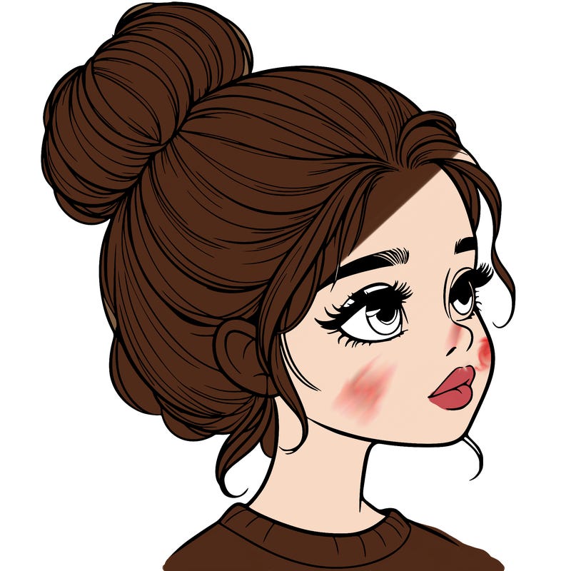 realistic girl with bun