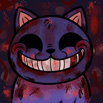 a cat that is smiling creepy