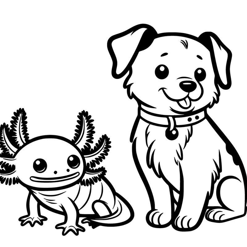 axolotl and a dog