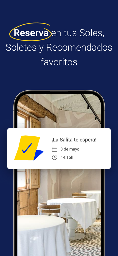 Pantalla de la aplicación Guía Repsol mostrando una confirmación de reserva de restaurante para La Salita