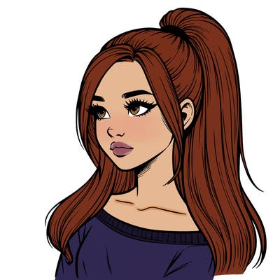 realistic girl with a high ponytail