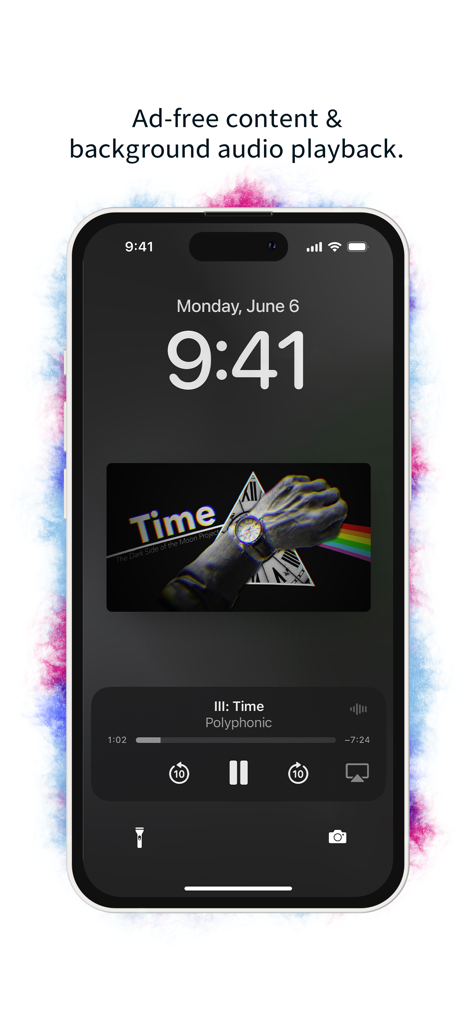 Nebula App-Hintergrund-Audio-Wiedergabefunktion auf einem iPhone-Sperrbildschirm