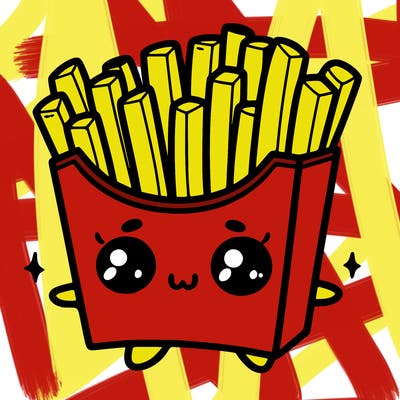 a cute. french fries