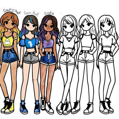 a group of girls wearing crop tops and shorts
