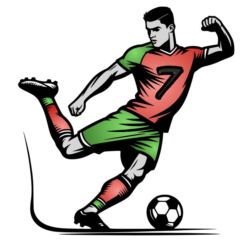 ronaldo shooting soccer ball in goal