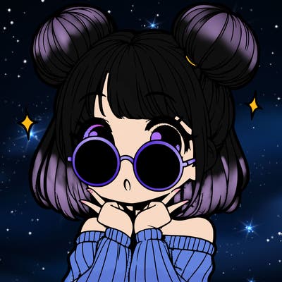 manga girl with hairbuns and sun shape sunglasses