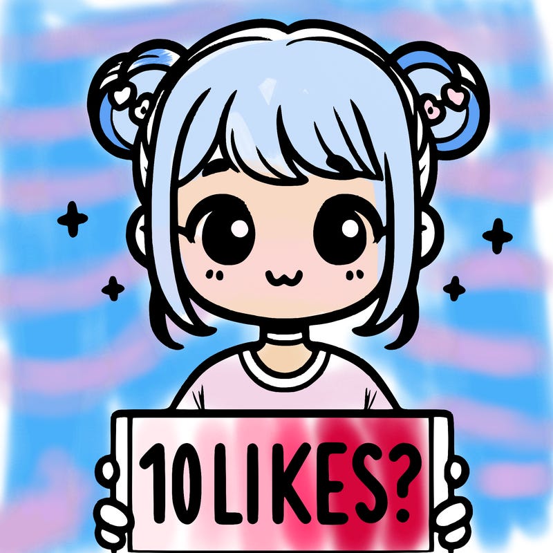 cute girl that is holding a sign that says 10 likes?
