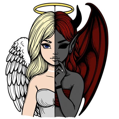 realistic angel half demon