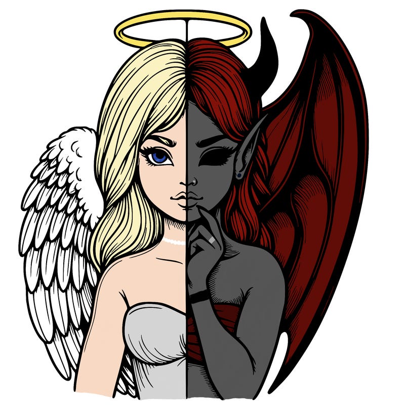 realistic angel half demon