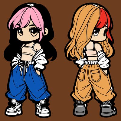 girl in crop top and baggy pants