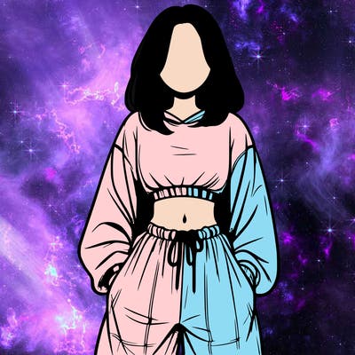 realistic girl faceless with baggy pants and a crop top