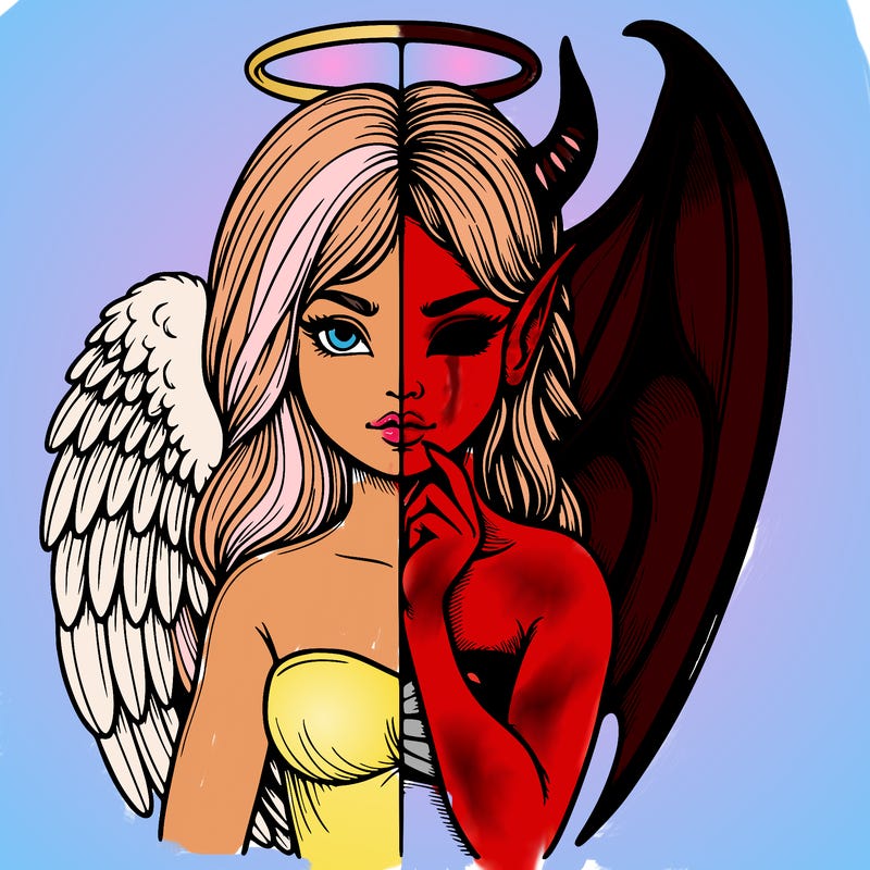 realistic angel half demon