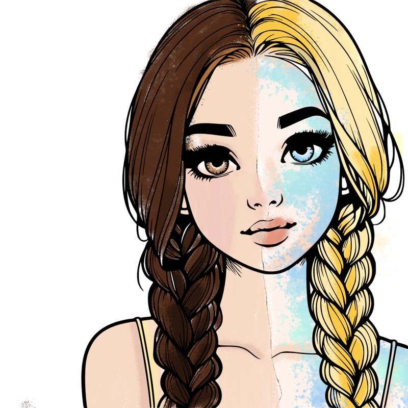 realistic girl with braids