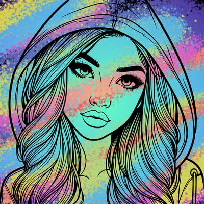 realistic beautiful girl with a hood on