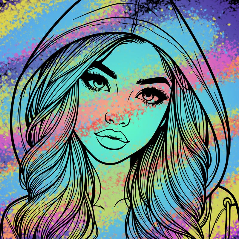 realistic beautiful girl with a hood on
