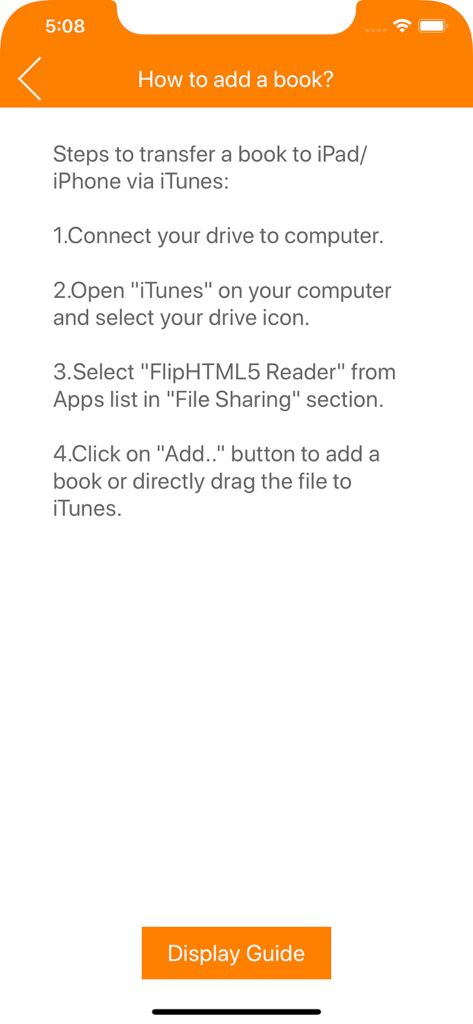 Flip Html5 Reader - Step by step instructions for transferring books to Flip HTML5 Reader using iTunes