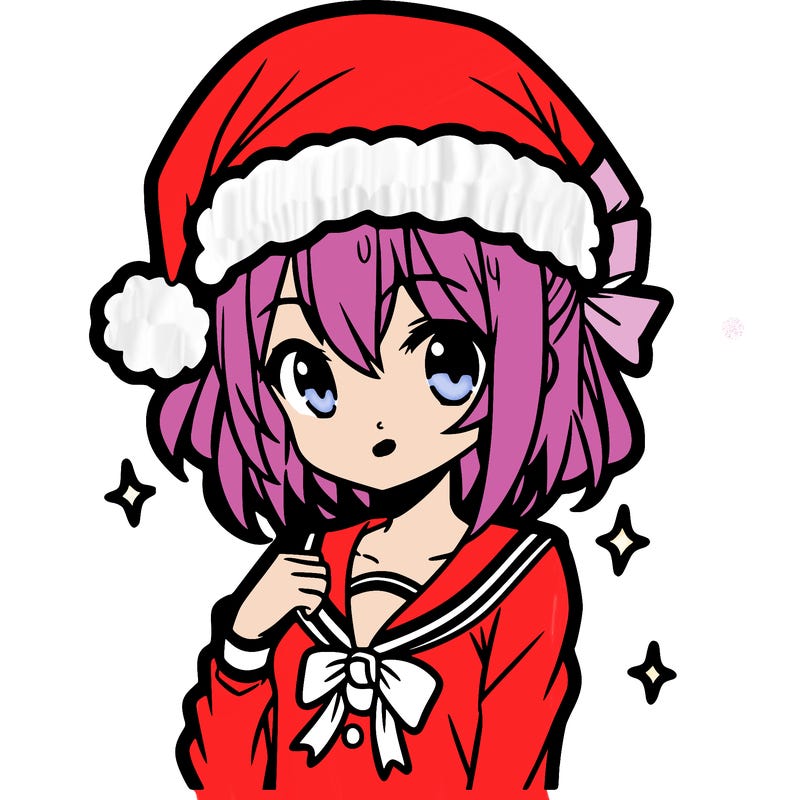 anime girl wearing a santa hat