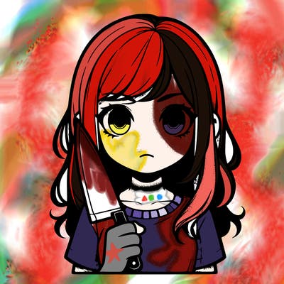 girl with a knife realisic