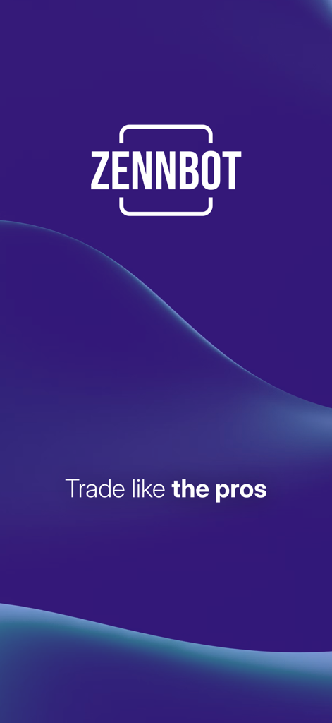 Zennbot - Zennbot app intro screen with logo and tagline trade like the pros