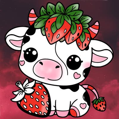 cute strawberry cow