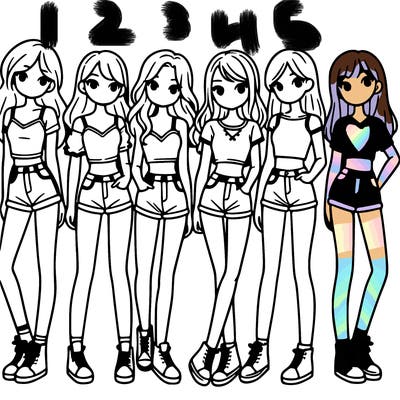 a group of girls wearing crop tops and shorts