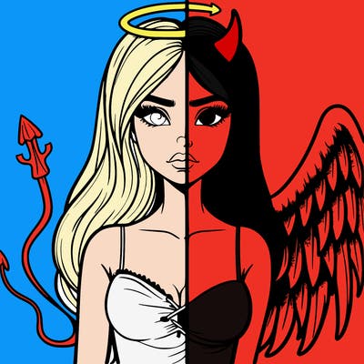 devil vs angel realistic girl