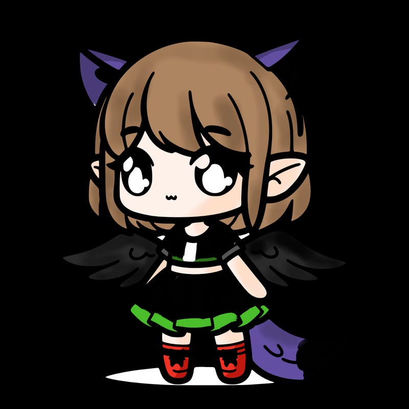 wings and tail and ear and girl