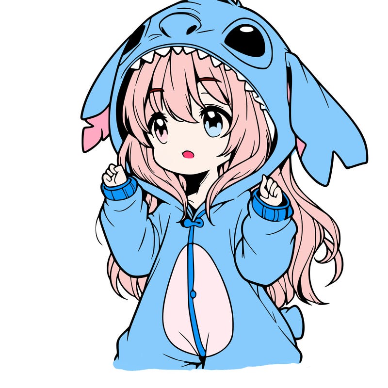 anime girl in a stitch onsie