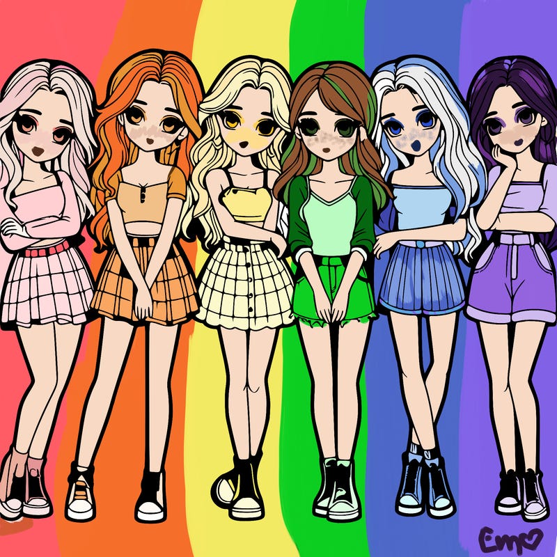 a group of girls realistic