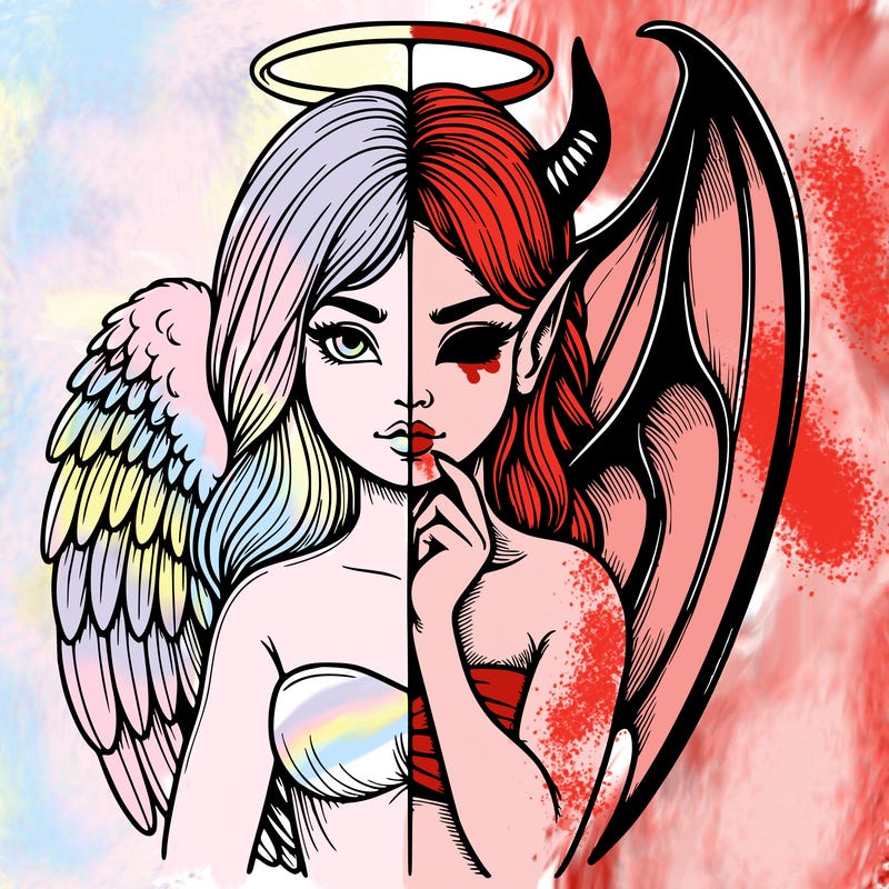 realistic angel half demon