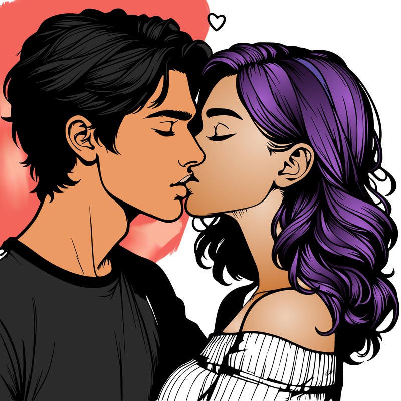 realistic couple kissing