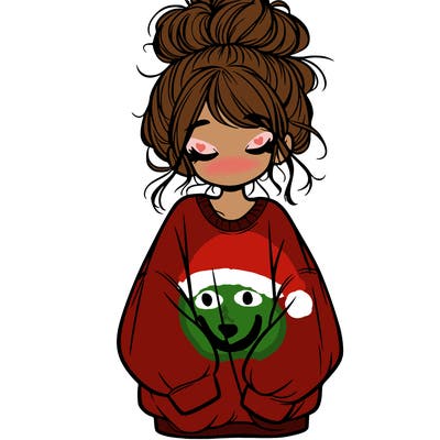 girl with baggy sweatshirt and messy bun