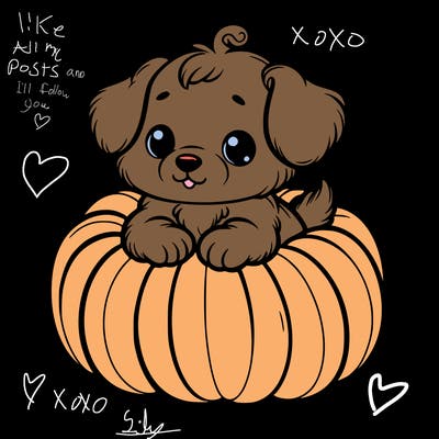 cute little puppy in a pumpkin