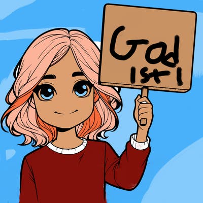 realistic girl holding up a sign