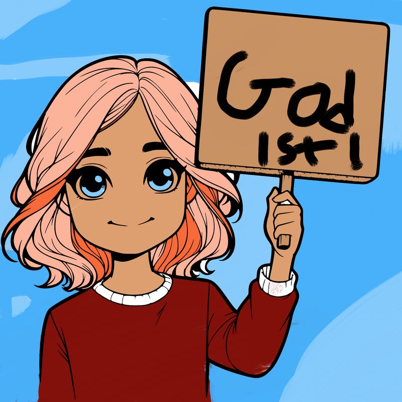 realistic girl holding up a sign