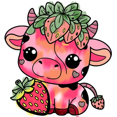 cute strawberry cow