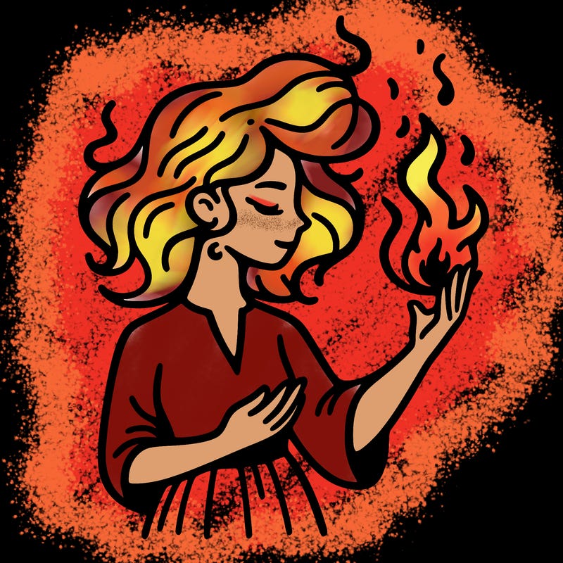 woman with fire